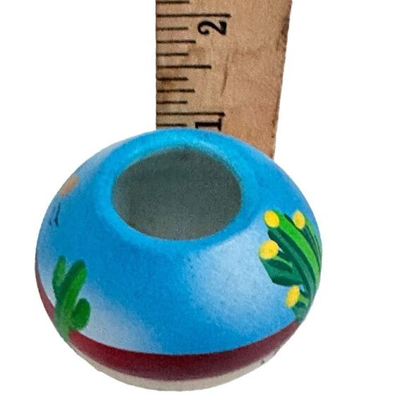 TESA Hand Painted Mini Pottery Vase Desert Scene Cactus Sun Southwest Mexico - Picture 9 of 11